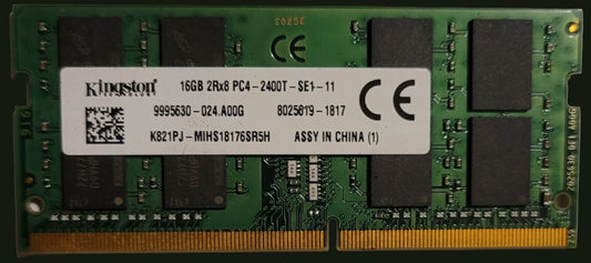 Kingston	16gb 2Rx8 2400T	SODIMM Laptop