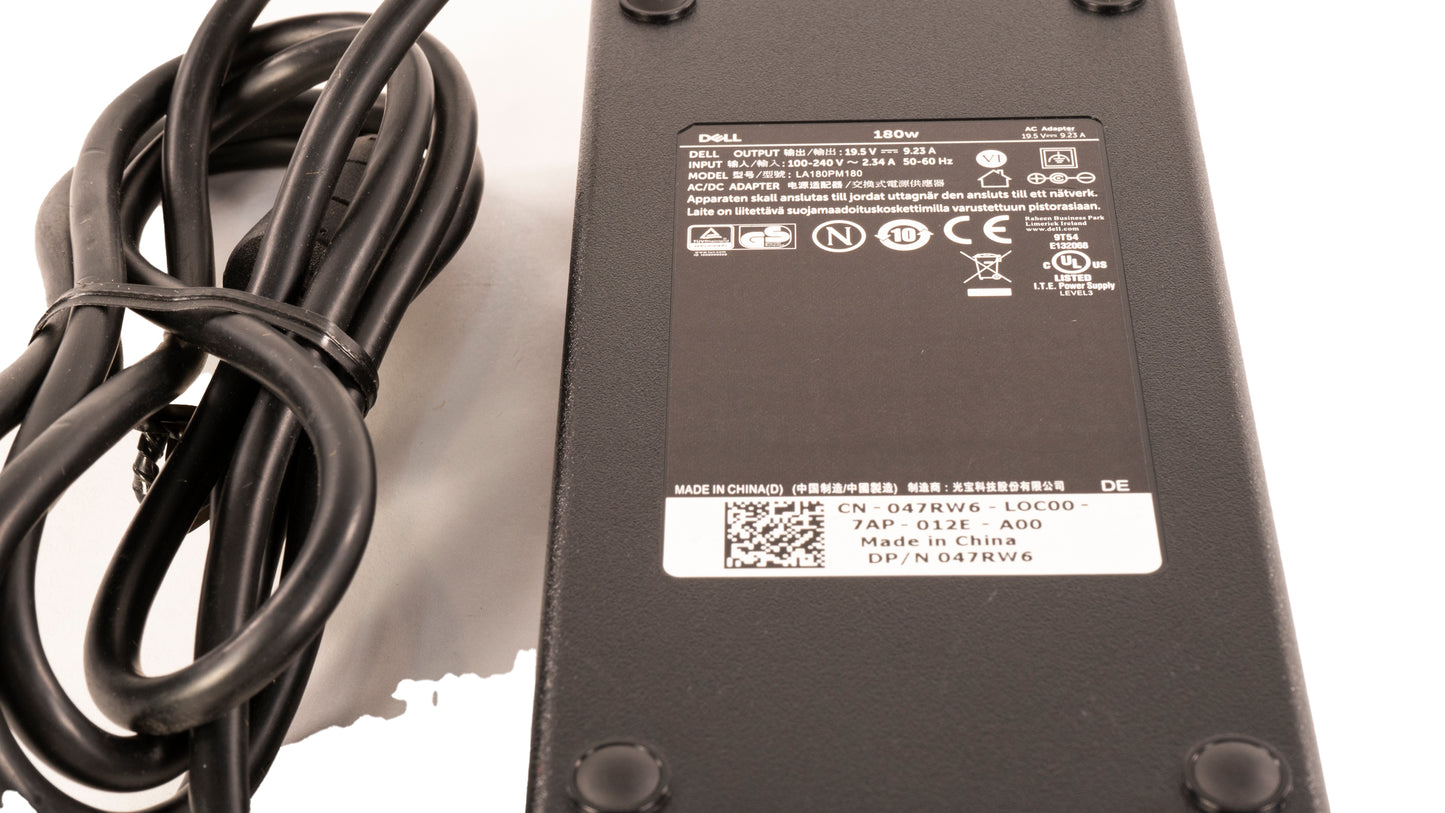 DELL OEM Charger: 180W, LA180PM180, AC power Adapter Charger DP/N 047RW6, 19.5V, 9.23A