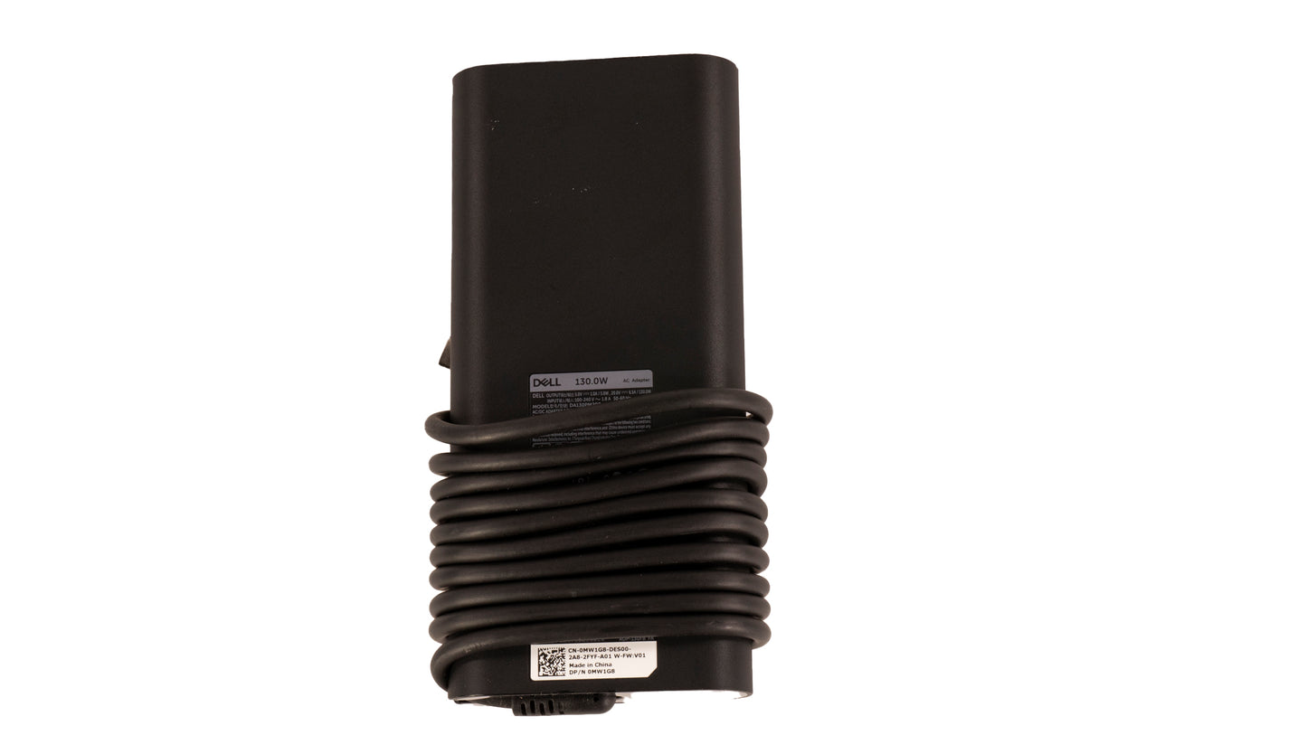 DELL OEM Charger: 130W, New Original Dell, 0MW1G8, 5V/20V Type-C AC Adapter&Cord Battery Charger